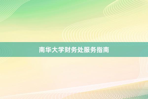 南华大学财务处服务指南